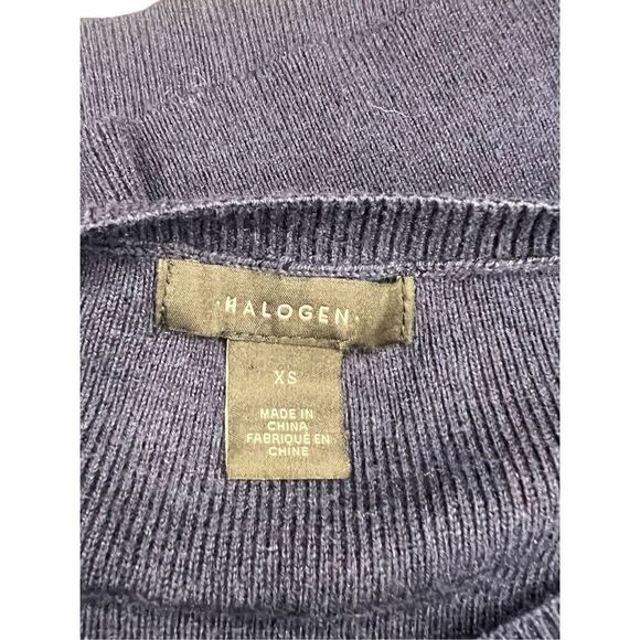 Halogen Women’s XS Sweater Navy Blue Knit Crewneck Bell Sleeves - Picture 6 of 7